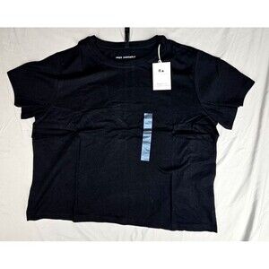 Free Assembly Womens XXL 20 Black Crop Box Tee Short Sleeve NWT